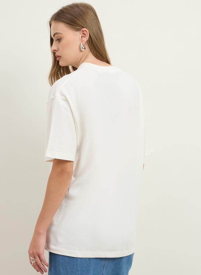 Styli Cream Beverly Hills Graphic Oversized T-Shirt - Image 5