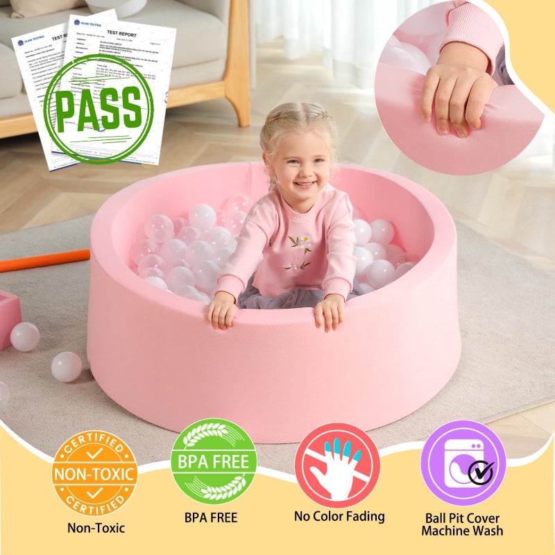 TRENDBOX Memory Foam Sponge Indoor Round Ball Pit (NO Balls) for Toddler Children (Light Pink) - Image 2