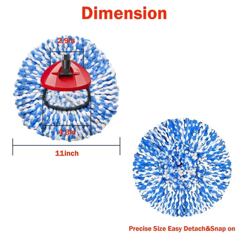 FOOKCIAN 4 Pack Mop Replace Heads Compatible for OCeda, Spin Mop Refill Head Replacement for RinseClean 2-Tank System - Fluffy Microfiber, Machine Washable and Easy to Replace - Image 2