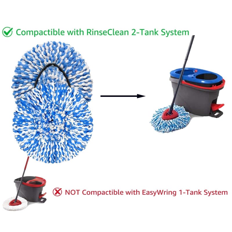 FOOKCIAN 4 Pack Mop Replace Heads Compatible for OCeda, Spin Mop Refill Head Replacement for RinseClean 2-Tank System - Fluffy Microfiber, Machine Washable and Easy to Replace - Image 3