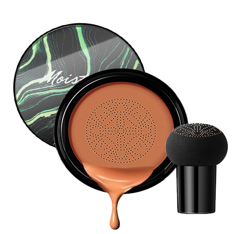 Air Cushion CC Cream Mushroom Head FoundationBB Cream Makeup FoundationMoisturizing ConcealerLong Lasting Full Coverage WaterproofEven Skin Tone for All Skin Types 6 Dark Bronze 20g