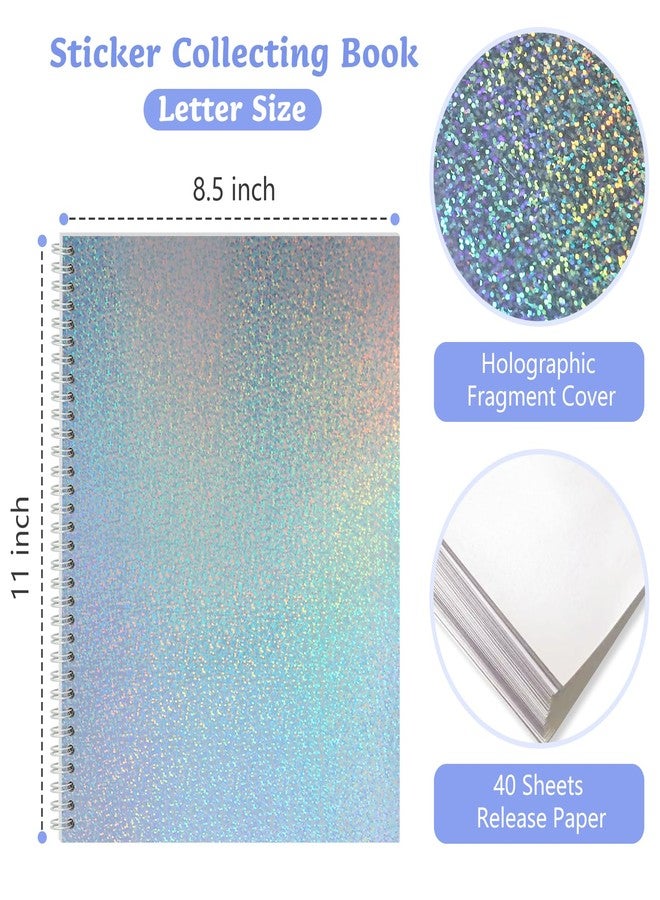 Dajino Large Reusable Sticker Book Collecting Album 8.5×11 Inch Sticker Storage Collection Organizer Book for Adult with 40 Sheets Letter Size Blank Release Paper and Holographic Cover (Dot) - Image 3