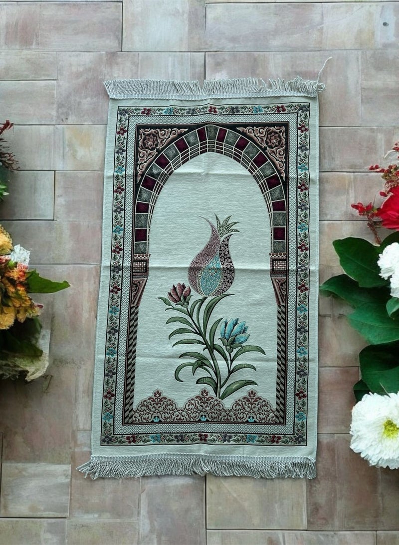 Sajadati Premium Ramadan Gift Set – Luxury Cream Turkish Prayer Mat (120x60 cm) & Elegant Gold Mosque with Lights – Islamic Gift for Ramadan, Eid, Muslim Prayer Rug & Home Décor - Image 5