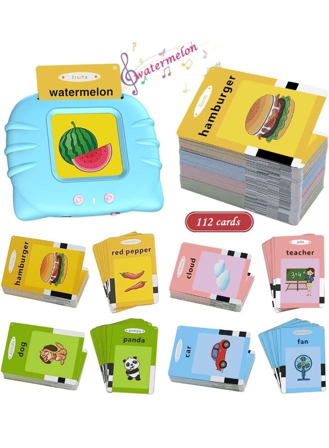 Educational Learning Toys for 2-6 Kids, Listen and Learn Literacy Audible Flash Cards for Kid, 112 Pieces Talking Audio Flashcards with Sound Effects Contains 224 Sight Words for Preschool Boys Girls  - Image 1
