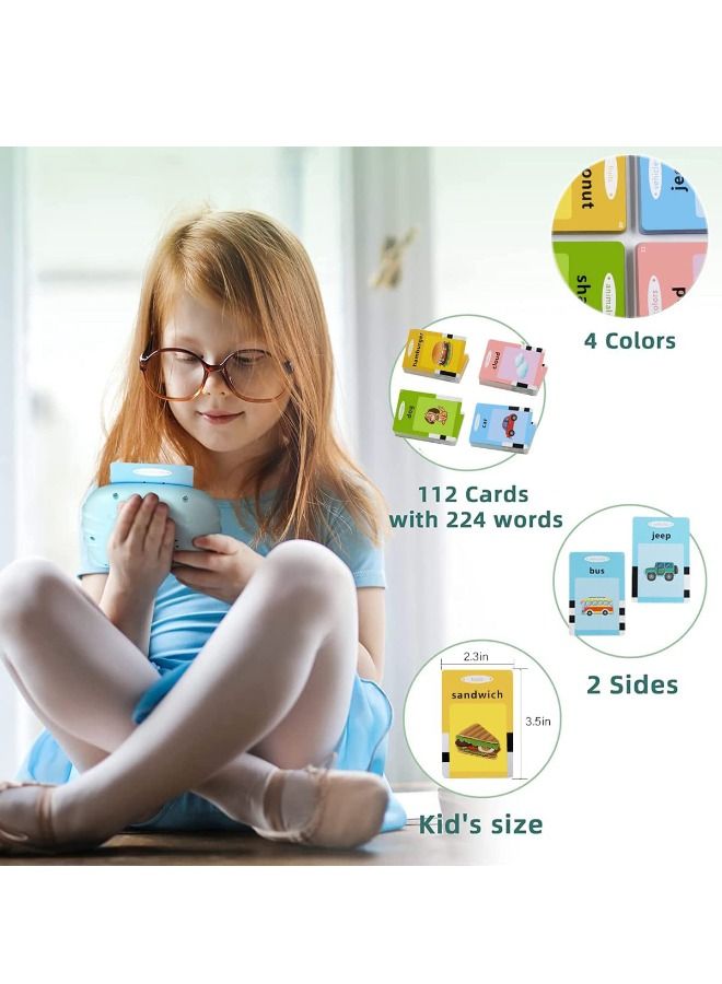 Educational Learning Toys for 2-6 Kids, Listen and Learn Literacy Audible Flash Cards for Kid, 112 Pieces Talking Audio Flashcards with Sound Effects Contains 224 Sight Words for Preschool Boys Girls  - Image 4