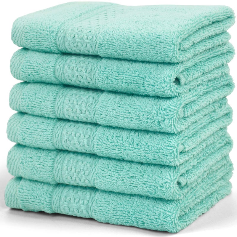 Cleanbear Washcloths for Your Body 100 Cotton Facecloths Extra Soft Bathroom Washcloths  13 by 13 Inches Teal