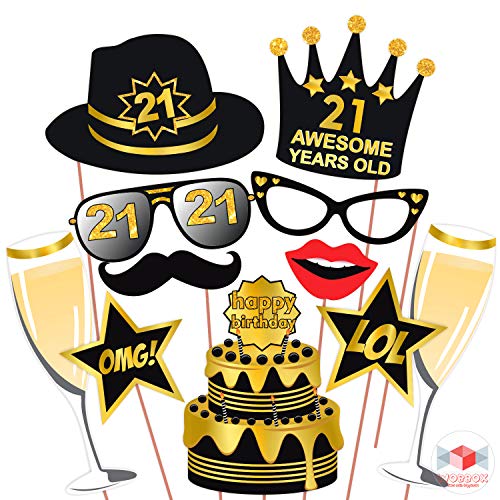 Wobbox 21th Birthday Photo Booth Party Props Black & Golden, Birthday Party Decoration, Birthday Party Item, Birthday Party Props - Image 3