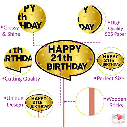 Wobbox 21th Birthday Photo Booth Party Props Black & Golden, Birthday Party Decoration, Birthday Party Item, Birthday Party Props - Image 5