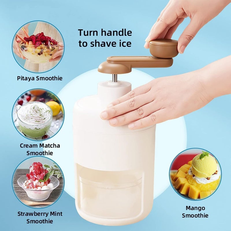 FITTO Hand Made Shaved Ice Machine, Portable Snow Cone Maker, Manual Ice Crusher with Stainless Steel Blades, Includes Freezing Mold for Smoothies & Cold Drinks - Image 5