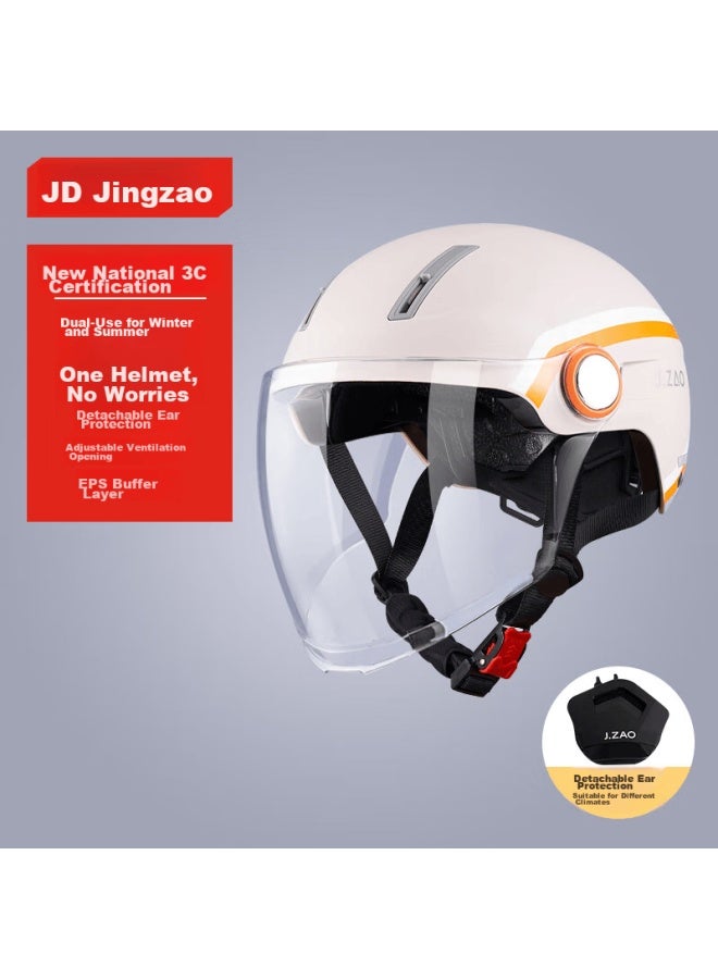 JD.com Jd Original Tk29 Electric Scooter Helmet With Dual Visor And Ear Protection [patented Helmet Design], 3c Certified, New National Standard, All-season Universal For Electric Bikes, Rice Pink Color, Size 52-60cm - Image 1