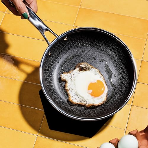 HexClad Hybrid Nonstick 7-Inch Frying Pan with Tempered Glass Lid, Stay-Cool Handle, Dishwasher-Friendly, Oven-Safe Up to 900°F, Induction Ready, Compatible with All Cooktops - Image 3