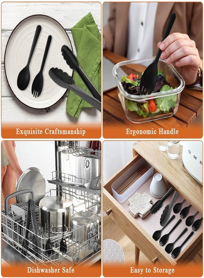 SEILETOO 52PCS Black Disposable Serving Utensils, Includes 20PCS Spoons, 20PCS Forks and 12PCS Serving Tongs, Serving Spoons/Forks for Buffet, Party, Wedding, Holiday Events Catering Supplies - Image 4