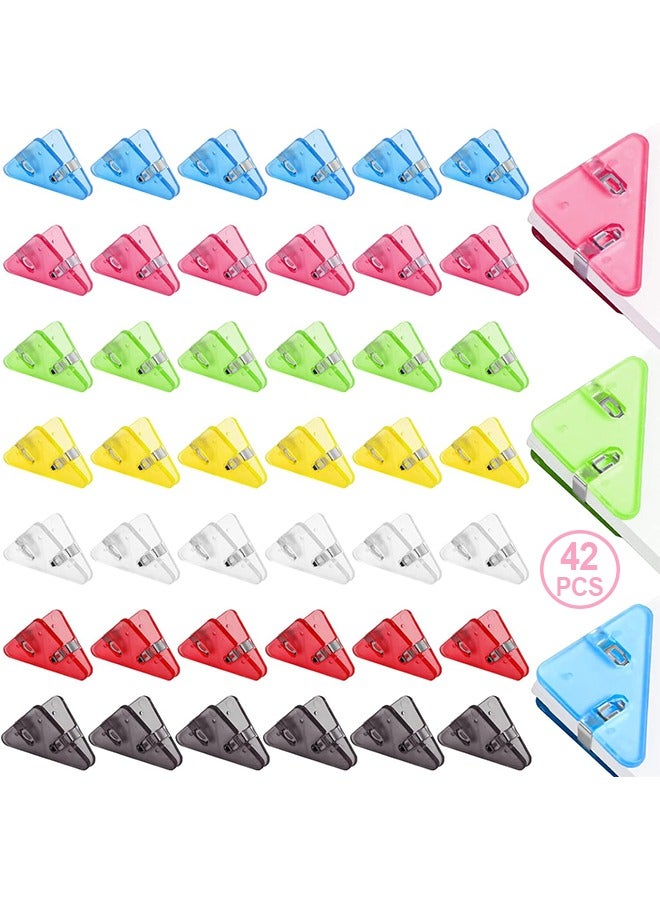 42Pcs Corner Clips, Triangular Transparent File Corner Clips, Translucent Colored Paper Clips, Book Clip Prevent Books Curling for Office Staff Student Teacher - Image 1