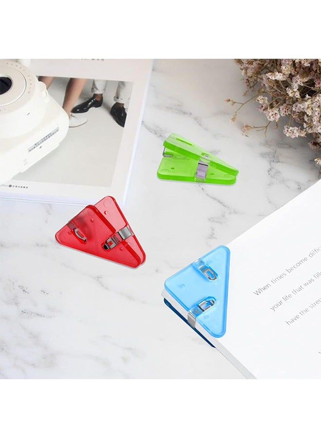 42Pcs Corner Clips, Triangular Transparent File Corner Clips, Translucent Colored Paper Clips, Book Clip Prevent Books Curling for Office Staff Student Teacher - Image 3