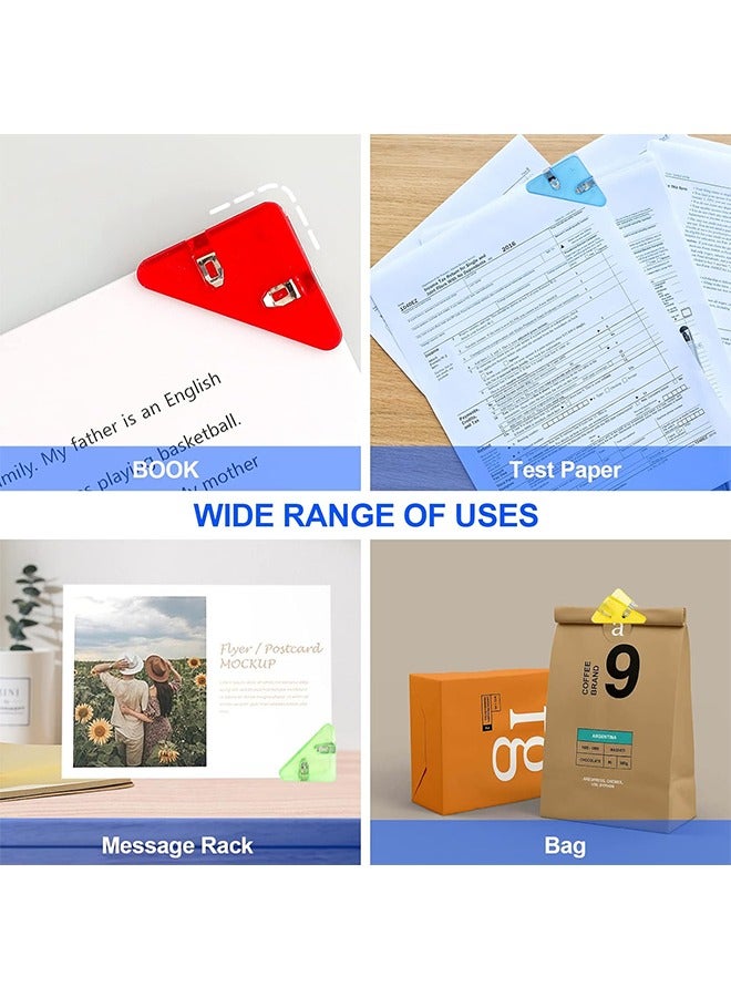 42Pcs Corner Clips, Triangular Transparent File Corner Clips, Translucent Colored Paper Clips, Book Clip Prevent Books Curling for Office Staff Student Teacher - Image 5