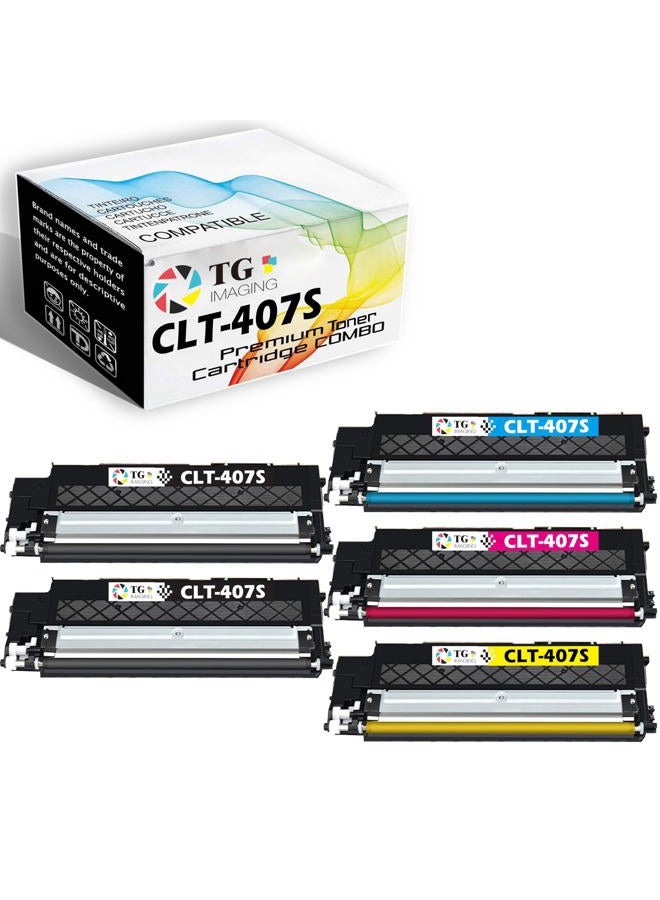 TG Imaging (5-Pack, Extra Black) Compatible CLT-407 CLT-407S Toner Cartridge for use in Samsung CLP-320 CLP-321 CLP-325 CLP-326 CLX-3180 CLX-3185 Printers, Sold by TG Imaging - Image 1