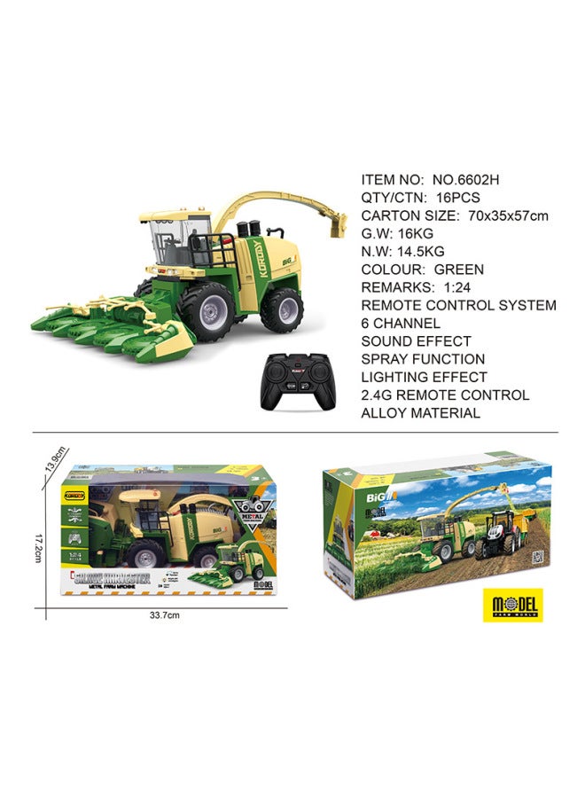 Electric Remote Control Farmer Engineering Vehicle Large Alloy Tractor Harvester Fertilizing Transport Toy Children's Loading Vehicle-Color:3902 Sliding Farmer Car Set-Proportion:1：24  - Image 5