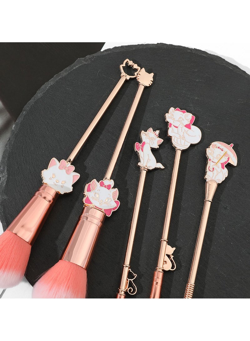 general Makeup Brush Set, Anime Mary Cat Makeup Brush Set Series, Stitch Items for Girls Women - 6 Pieces Pink Set - Image 3