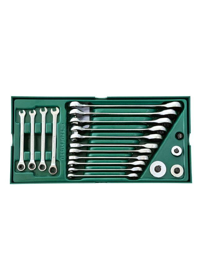 SATA GL09908 19-Piece Metric Combination Ratcheting Wrench Tray Set - Image 2