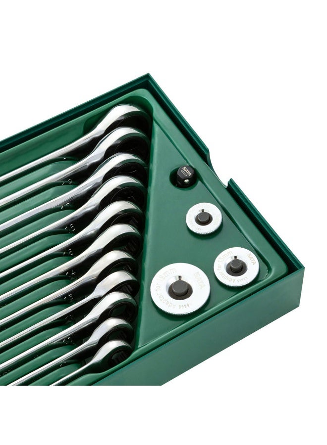 SATA GL09908 19-Piece Metric Combination Ratcheting Wrench Tray Set - Image 4