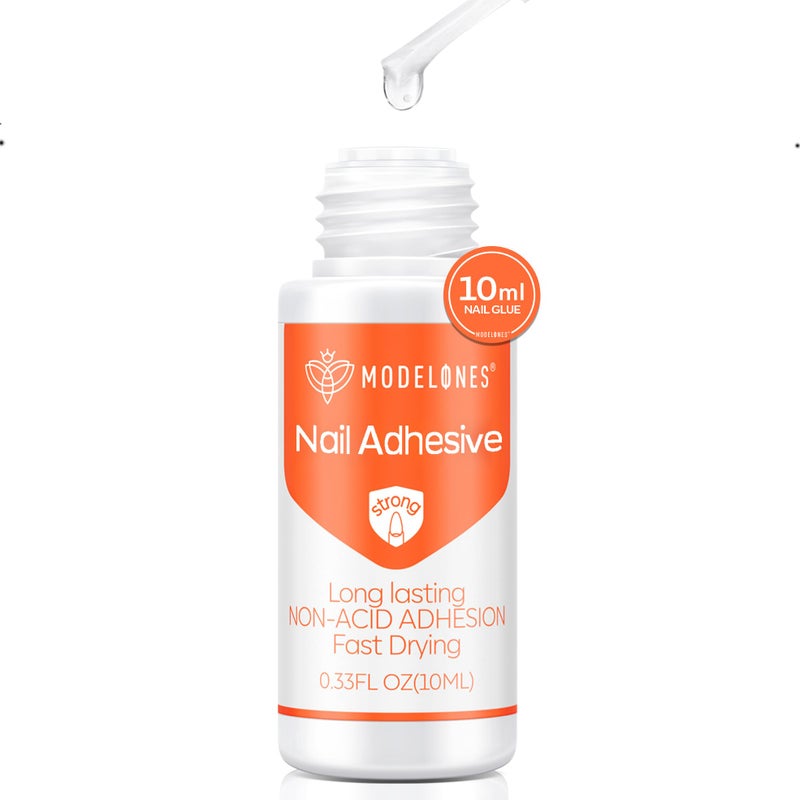 Modelones Nail Glue for Press Ons, Press On Nails and Acrylic Nails, 10 ML Super Strong Long Lasting Gel Nail Glue for Nail Tips, Upgrade Safety Non-Acid Non-Toxic, No need LED Lamp - Image 1