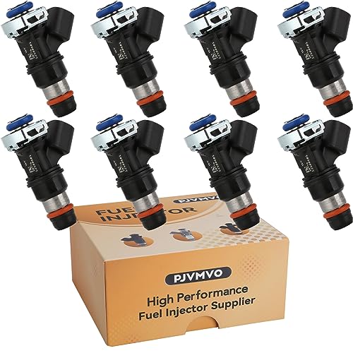 Pjvmvo 12580681 GM19421333 Fuel Injectors,Compatible w/Chevy 4.8L 5.3L Tahoe Silverado 1500 Express 2500 2007 2008 2009,Compatible w/GMC 4.8L 5.3L 6.0L Yukon Xl Sierra 1500,|2 Holes| |Set of 8| - Image 1