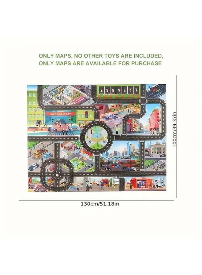 Large City Traffic Game Mat 39.37x51.18 Inch Multi Color Interactive Play Gift - Image 4