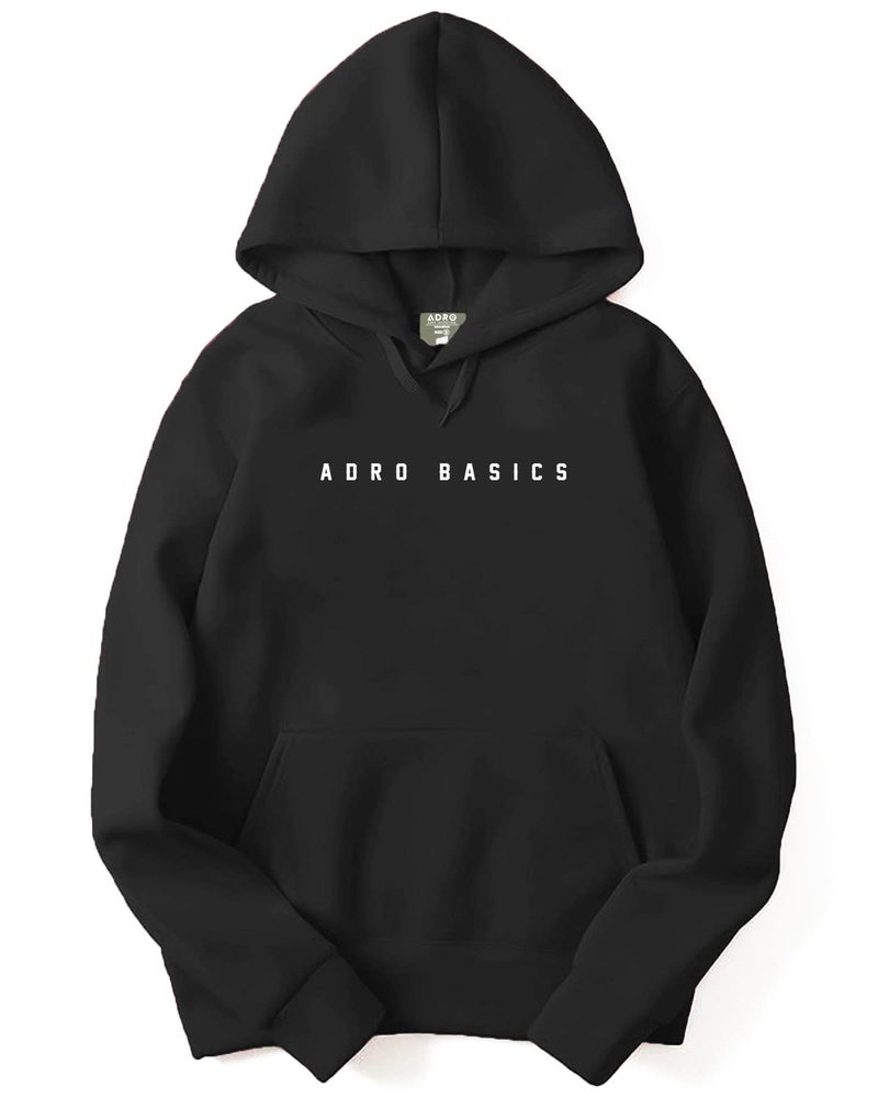 ADRO Men's Cotton Neck Hooded Sweatshirt (H22-1-AR2-BL_Black_XL) - Image 1