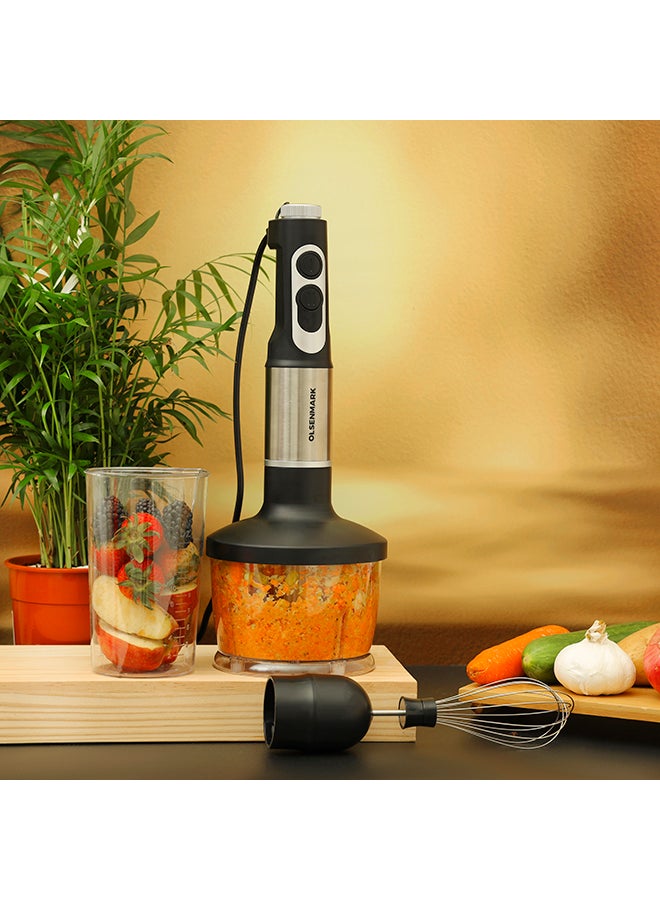 Olsenmark Powerful Copper Motor 2 Speed Modes 4 in 1 Hand Blender OMHB2462 Black/Silver/Clear - Image 2