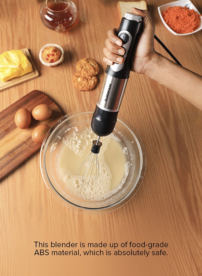 Olsenmark Powerful Copper Motor 2 Speed Modes 4 in 1 Hand Blender OMHB2462 Black/Silver/Clear - Image 5