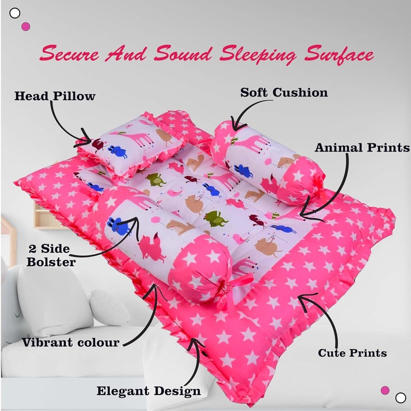 Kwitchy طقم سرير أطفال كويتشي مع مجموعة ألعاب ومفرش مع شبكة 4 قطع باللون الوردي 06 أشهر - Image 4