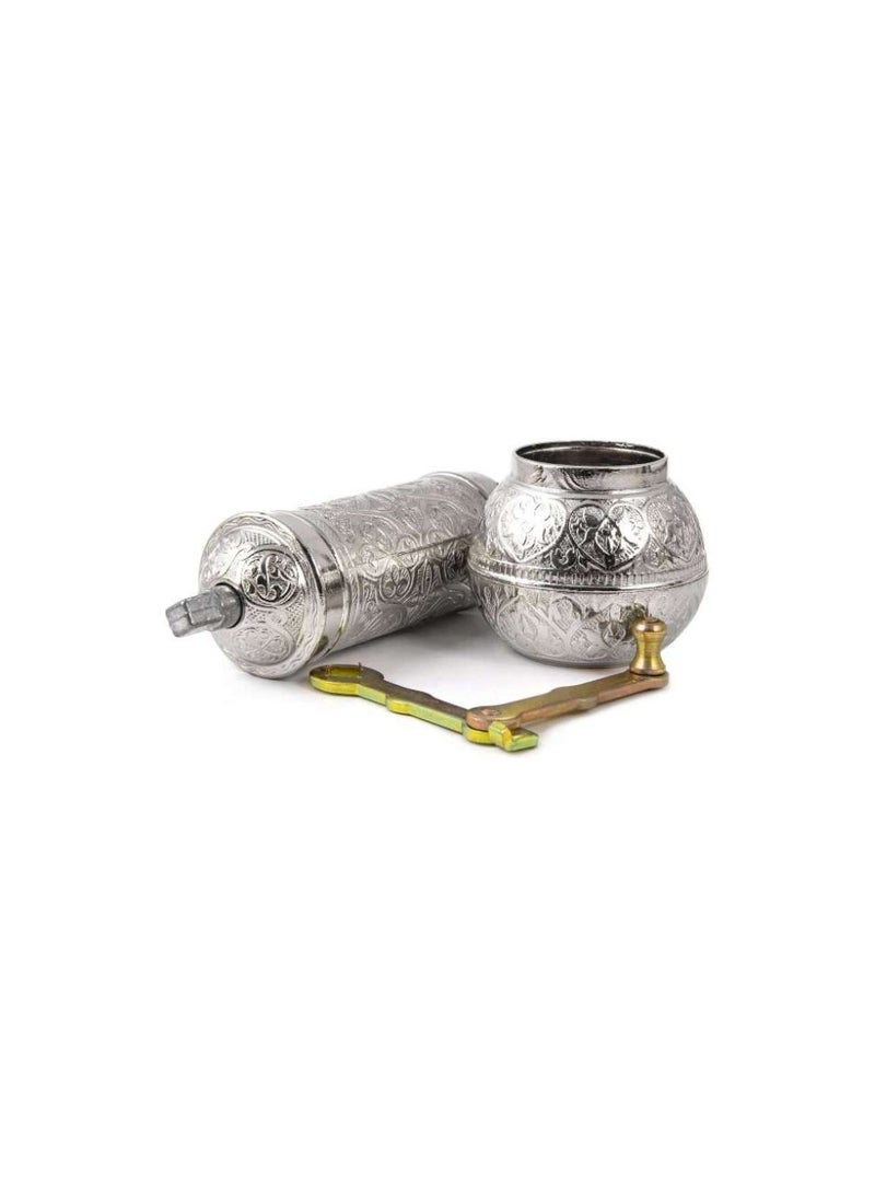 Handmade Ottoman-Style Silver-Colored Copper Manual Coffee Hand Blender – Unique Patterns, Made in Turkey  - Image 1