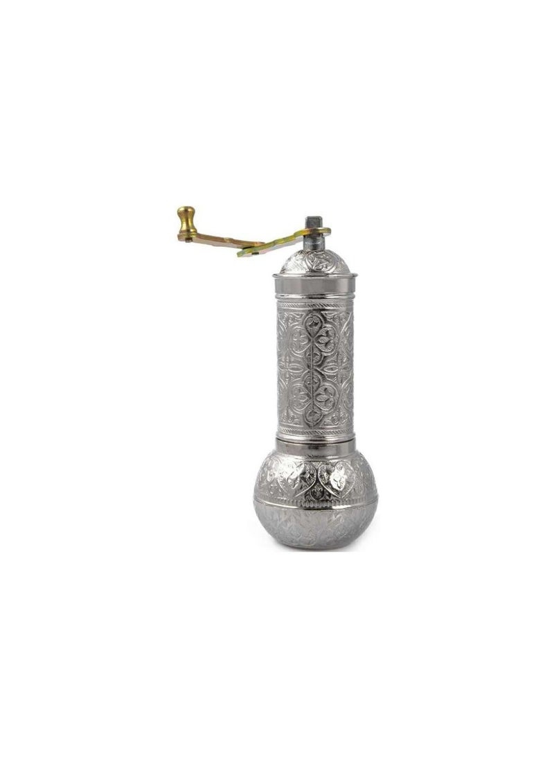 Handmade Ottoman-Style Silver-Colored Copper Manual Coffee Hand Blender – Unique Patterns, Made in Turkey  - Image 2