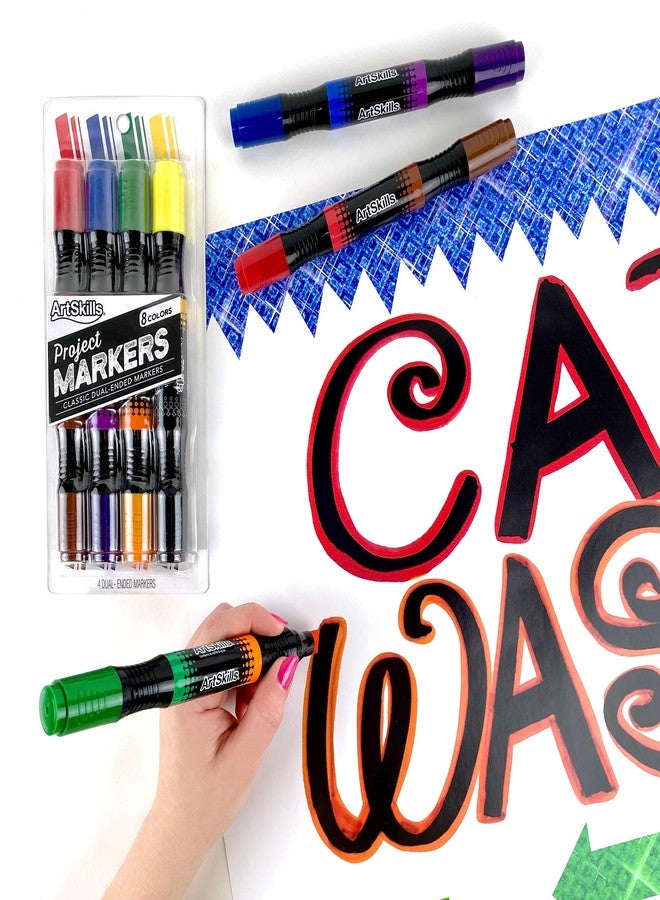 آرت سكيلز أقلام تلوين كبيرة الحجم من ArtSkills، ذات طرفين، 8 ألوان كلاسيكية، 4 قطع، معيار PA-4602 - Image 2