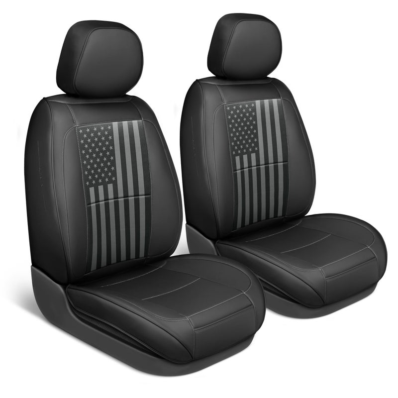 MotorBox American Black Flag Seat Covers for Trucks, Cars, & SUV - Napa Leather US Car Seat Covers American Flag Truck Accessories - Car Seat Cover American Flag Car Accessories Car Seat Protector - Image 1