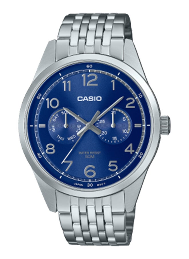 CASIO Men's Analog Round Shape Resin Wrist Watch - MTP-E340D-2AVDF - 41.5 Mm