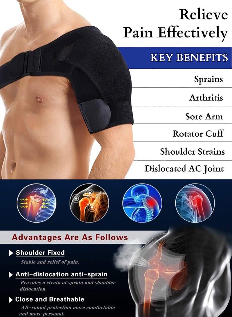 Generic Shoulder Stabilizer Brace with Pressure Pad for Shoulder Pain Relief, Dislocated AC Joint, Labrum Tear, Tendinitis, Dislocated Shoulder Brace, Compression Shoulder Brace for Arthritis and Rotator Cuff - Image 2