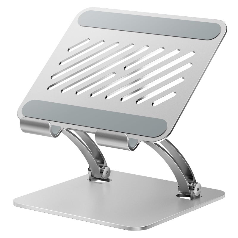 tounee Tablet Holder Stand, Dual Rod Adjustable Aluminum Desktop Stand, Compatible with 4.7-16.9" iPads, Surface Tablets, Portable Monitors, Kindle & More (Silver) - Image 1
