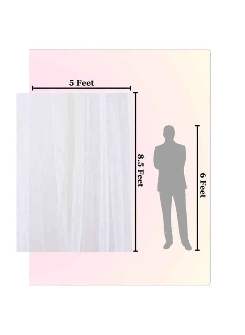 CANVASS - CANVASS White Backdrop Decoration Net Large Size Stitched with Ribbon Polyester Made Reusable Soft Wrinkled Free 145x250 cms Each Cabana Tent Party Decoration Items for Birthday Anniversary - Image 1
