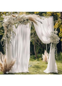 CANVASS CANVASS White Backdrop Decoration Net Large Size Stitched with Ribbon Polyester Made Reusable Soft Wrinkled Free 145x250 cms Each Cabana Tent Party Decoration Items for Birthday Anniversary  - Image 1