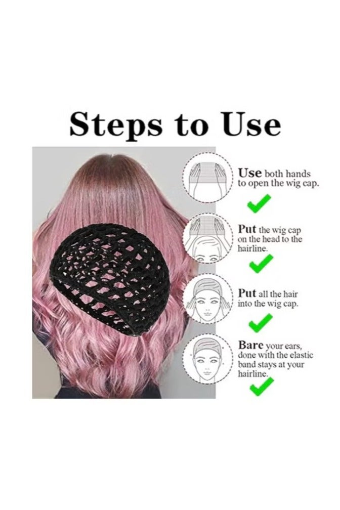 2شبكة شعر مستعار شبكية مرنة قابلة للتمدد بنسيج شبكي لون أسود - Image 5