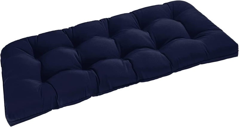 downluxe Outdoor Bench Cushion for Patio Furniture, Waterproof Tufted Overstuffed Porch Swing Cushions, Thick Outdoor Loveseat Cushions, 44" X 19" X 5", Navy, Set of 1 - Image 1
