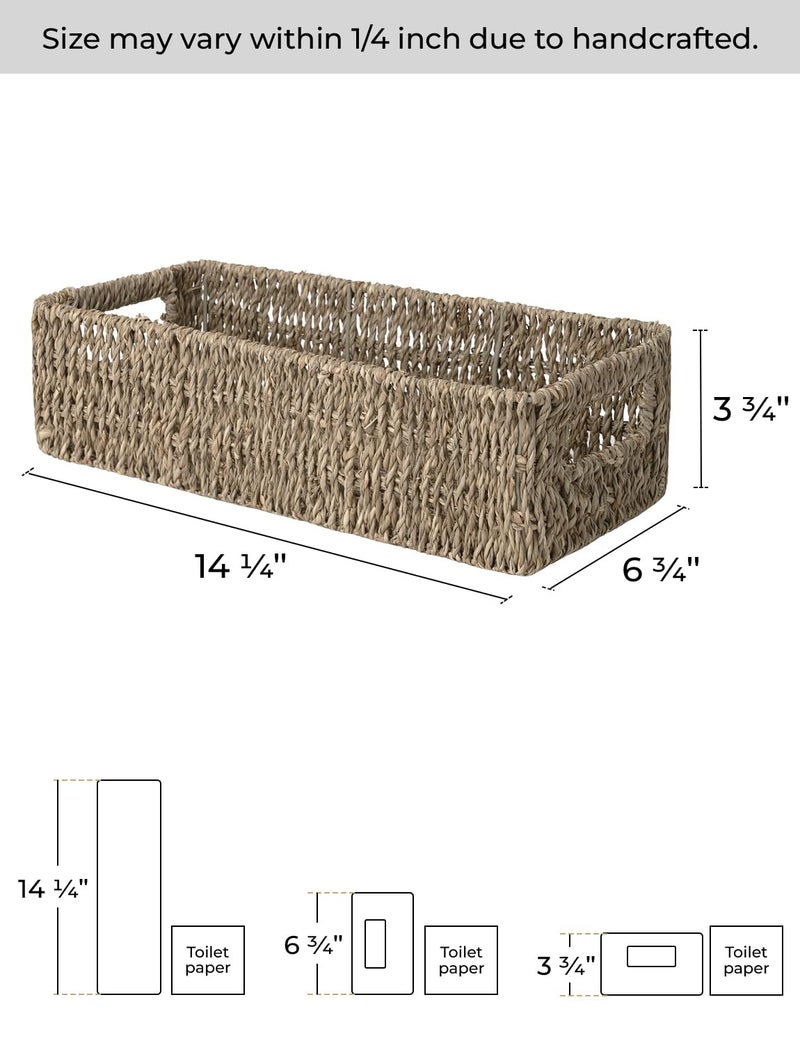 StorageWorks Seagrass Baskets with Built-in Handles, Bathroom Decor Box for Toilet Tank Top, 14 Â¼"L x 6 Â½"W x 3 Â¾"H - Image 2