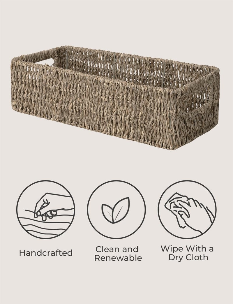 StorageWorks Seagrass Baskets with Built-in Handles, Bathroom Decor Box for Toilet Tank Top, 14 Â¼"L x 6 Â½"W x 3 Â¾"H - Image 4