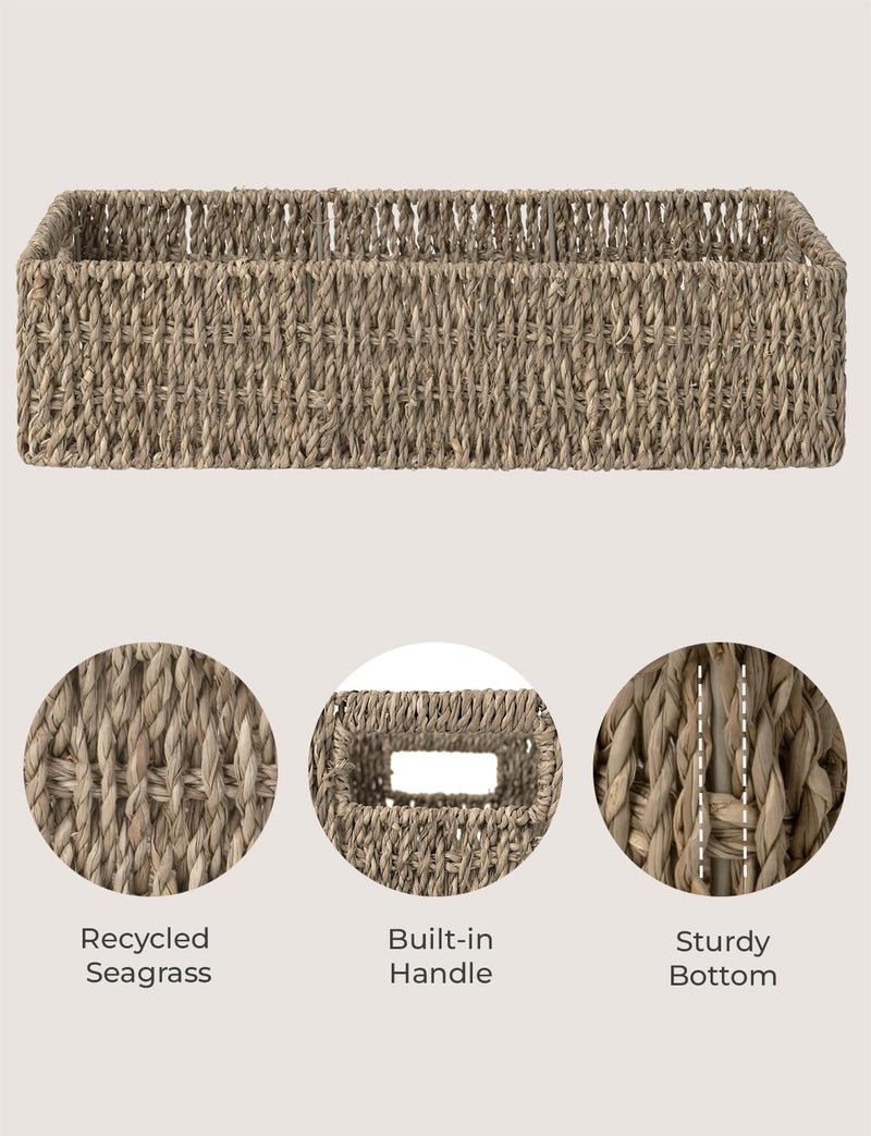 StorageWorks Seagrass Baskets with Built-in Handles, Bathroom Decor Box for Toilet Tank Top, 14 Â¼"L x 6 Â½"W x 3 Â¾"H - Image 3