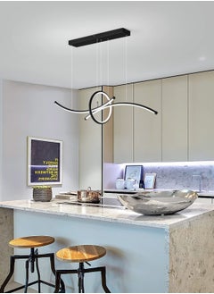 Ganeed Modern LED Chandeliers Dimmable Pendant Lights with Remote Adjustable Height 38W Aluminium Contemporary Pendant Light Fixtures for Dining Room Kitchen Office,3-Lights,42.9 Inches,Matte Black  - Image 2