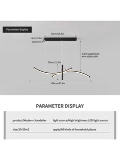 Ganeed Modern LED Chandeliers Dimmable Pendant Lights with Remote Adjustable Height 38W Aluminium Contemporary Pendant Light Fixtures for Dining Room Kitchen Office,3-Lights,42.9 Inches,Matte Black  - Image 3