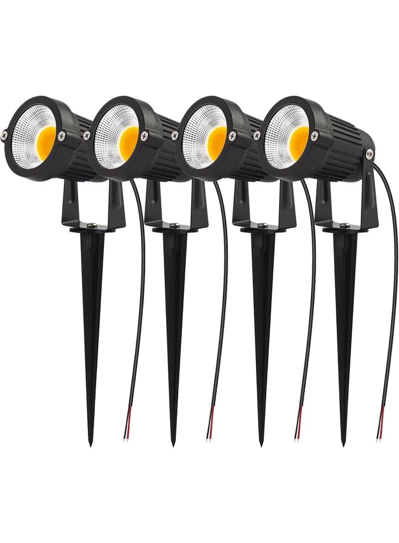YD Outdoor Landscape LED Lighting 12W Waterproof IP65 Graden Lights COB Led Spotlights with Spiked Stand for Lawn Decorative Lamp (4 Packs) (Warm White) - Image 1