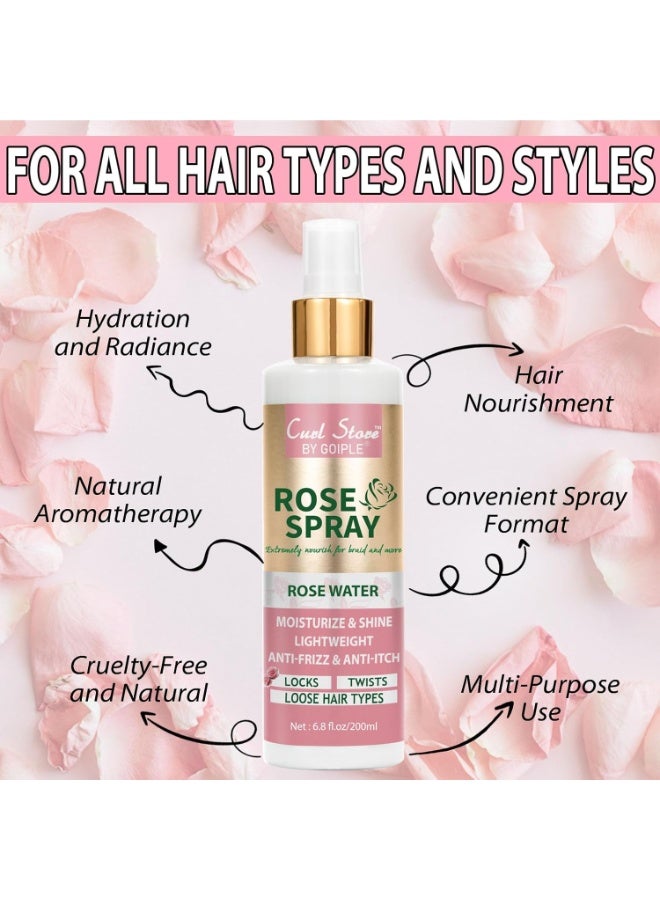 Goiple Rose Water Hair Spray for Scalp Moisturizing, Natural Loc Gel for Retwist, Rosewater for Hair Refreshing Size: 6.8 Fl Oz (Pack of 1) - Image 3