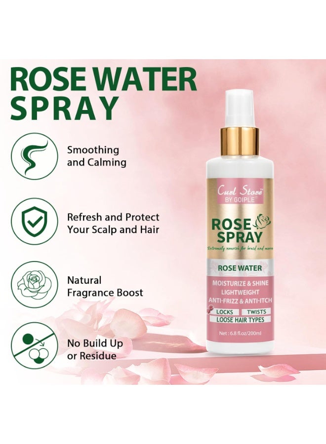 Goiple Rose Water Hair Spray for Scalp Moisturizing, Natural Loc Gel for Retwist, Rosewater for Hair Refreshing Size: 6.8 Fl Oz (Pack of 1) - Image 4